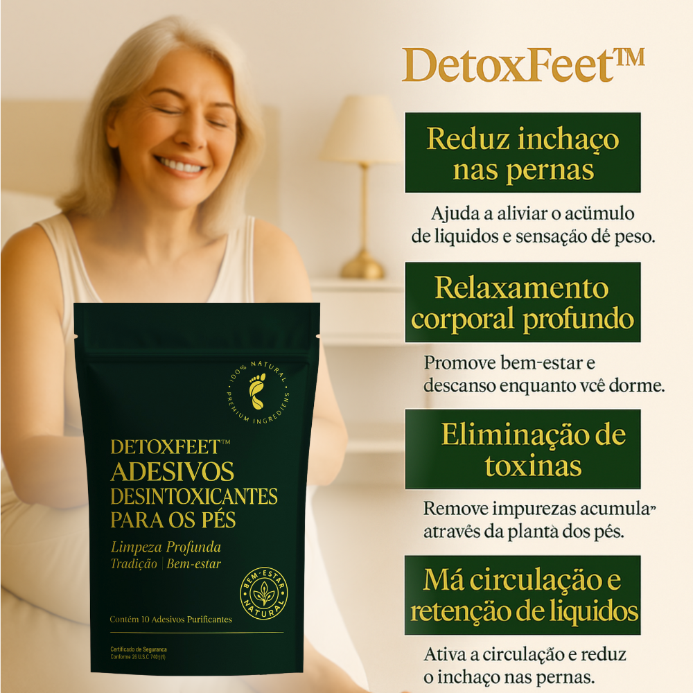 DETOXFEET™ – 10 ADESIVOS PARA DESINTOXICAR, DESCANSAR E RENOVAR DURANTE A NOITE