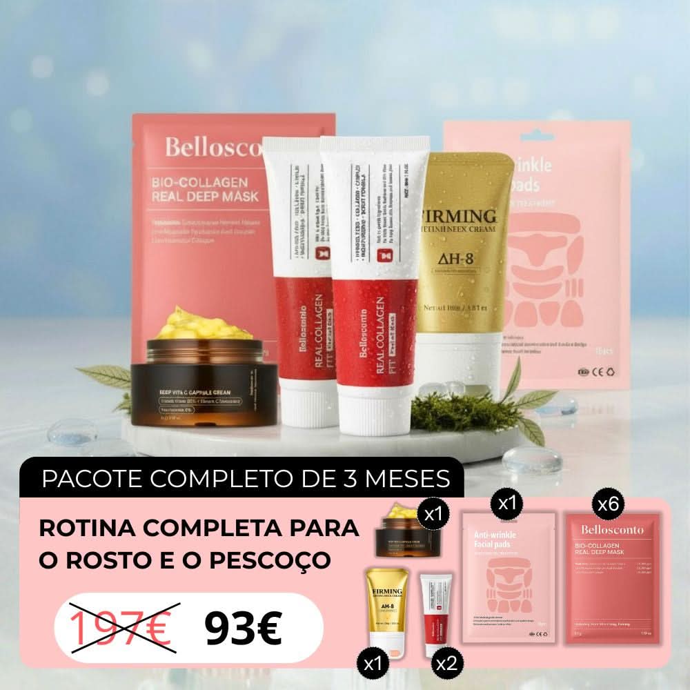 Pacote Cuidado Completo - Rotina para Rosto e Pescoço 3 Meses - Comprar em Bello Sconto